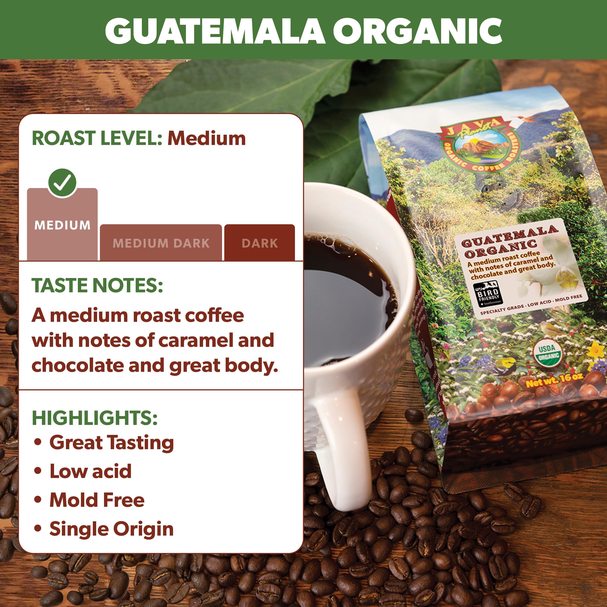 Java Planet mold-free arabica coffee ensures a pure cup