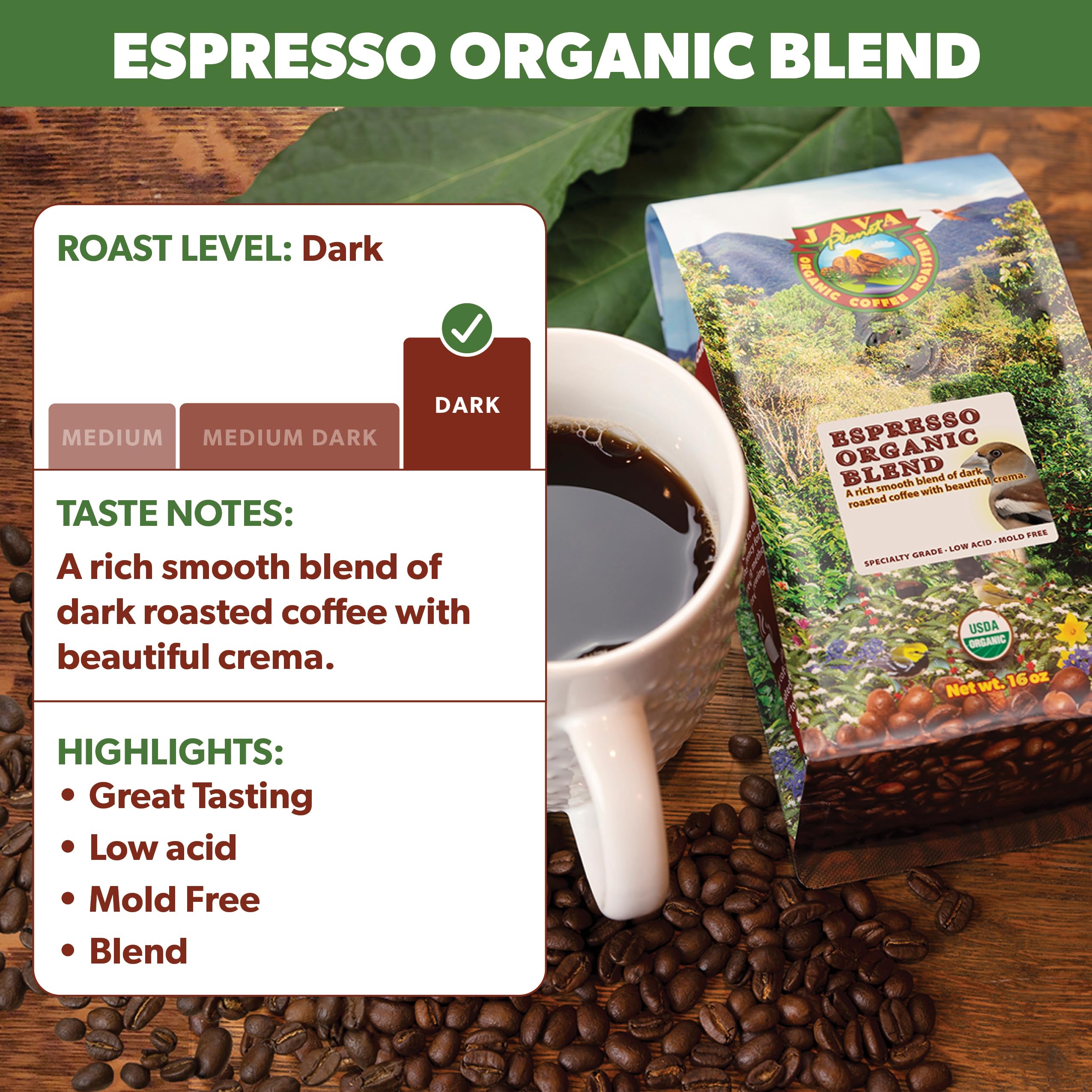 Java Planet organic Arabica beans mold-free for a clean cup
