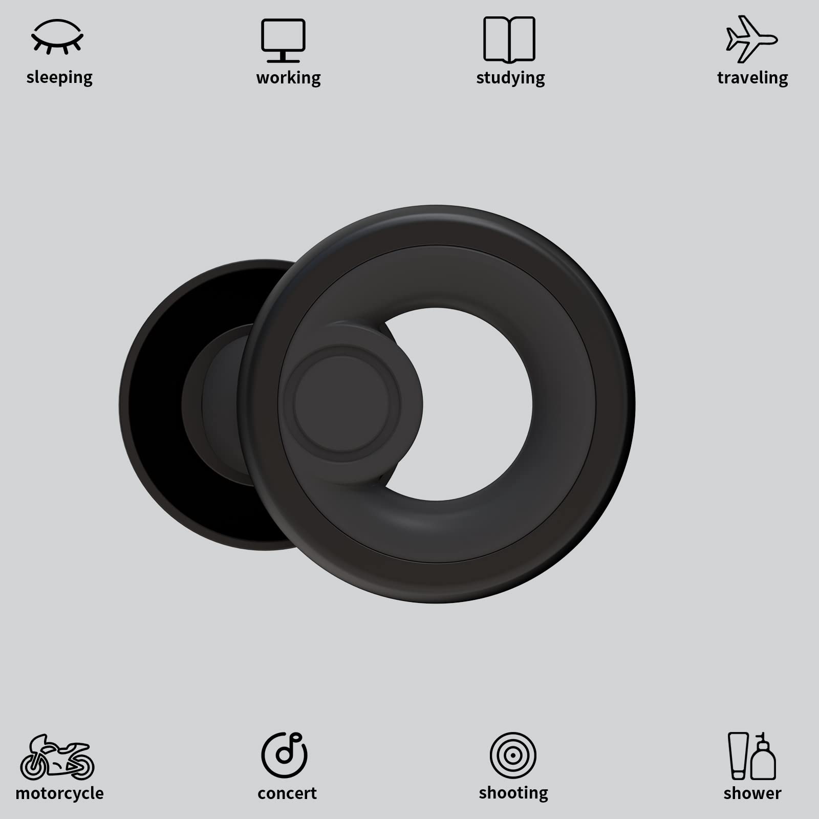Jayine Ear Plugs in a compact travel case for easy on the go use.
