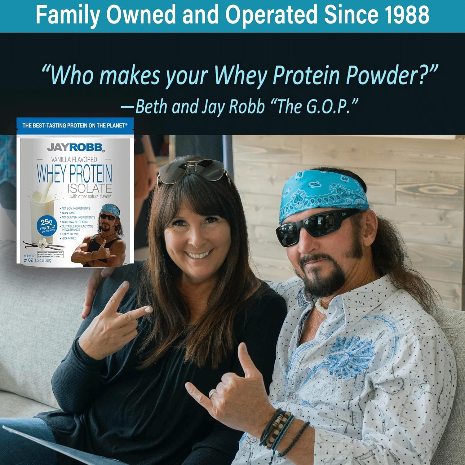 JAYROBB whey protein vanilla powder pouring emphasizes easy integration into meals.