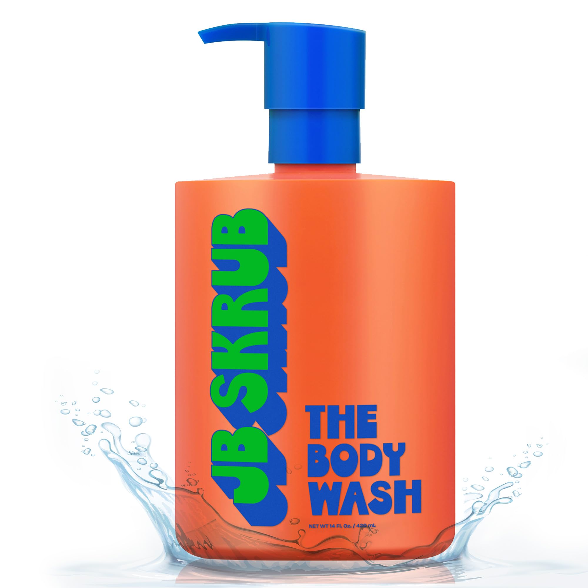 JB SKRUB body wash bottle with pump for convenient, foaming clean.