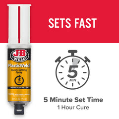 PlasticWeld cures to a translucent yellow color for discreet repairs.