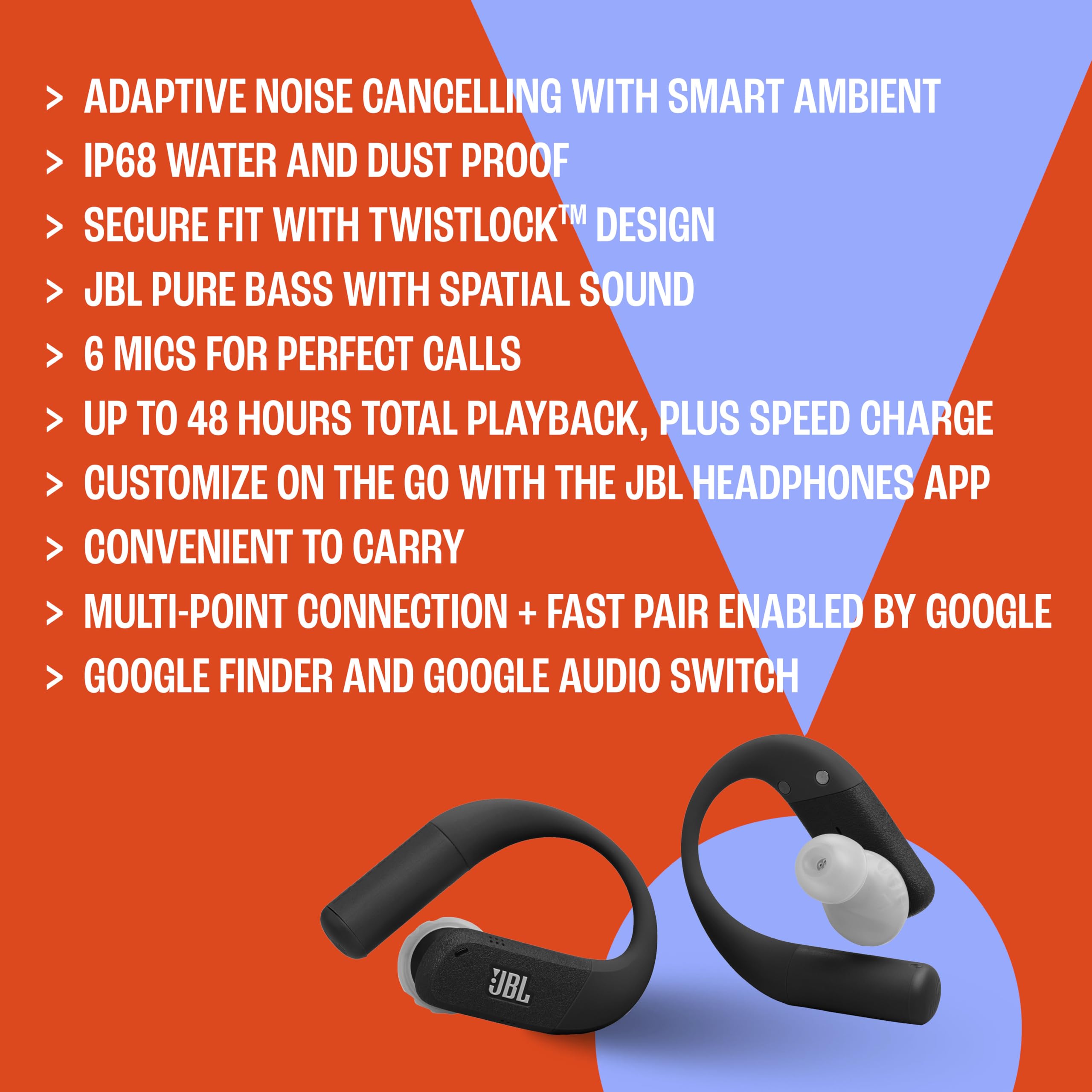 JBL Endurance Peak 4 ambient-aware mode switch illustrates keeping awareness while listening.
