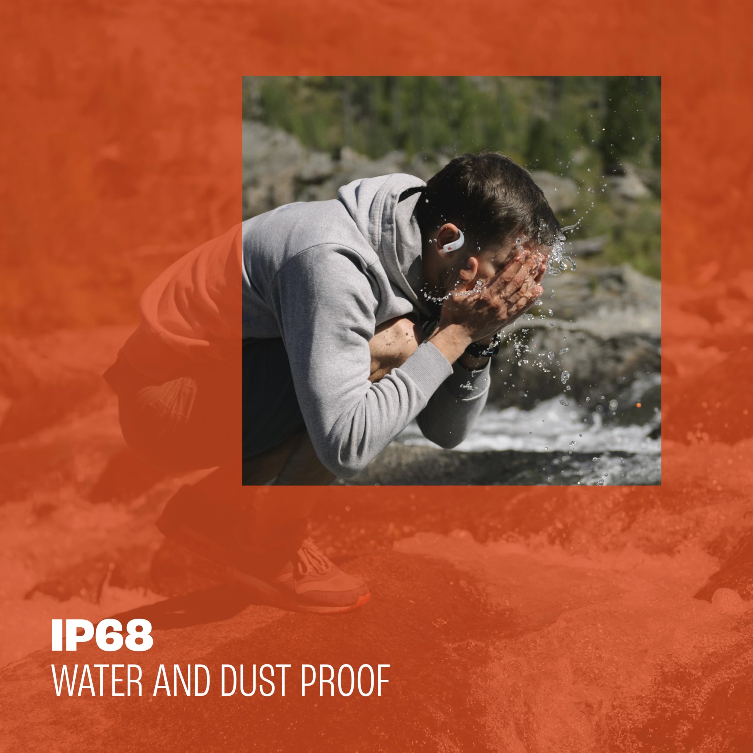 JBL Endurance Peak 4 IP68 rating displays protection against water and dust during outdoor sessions.
