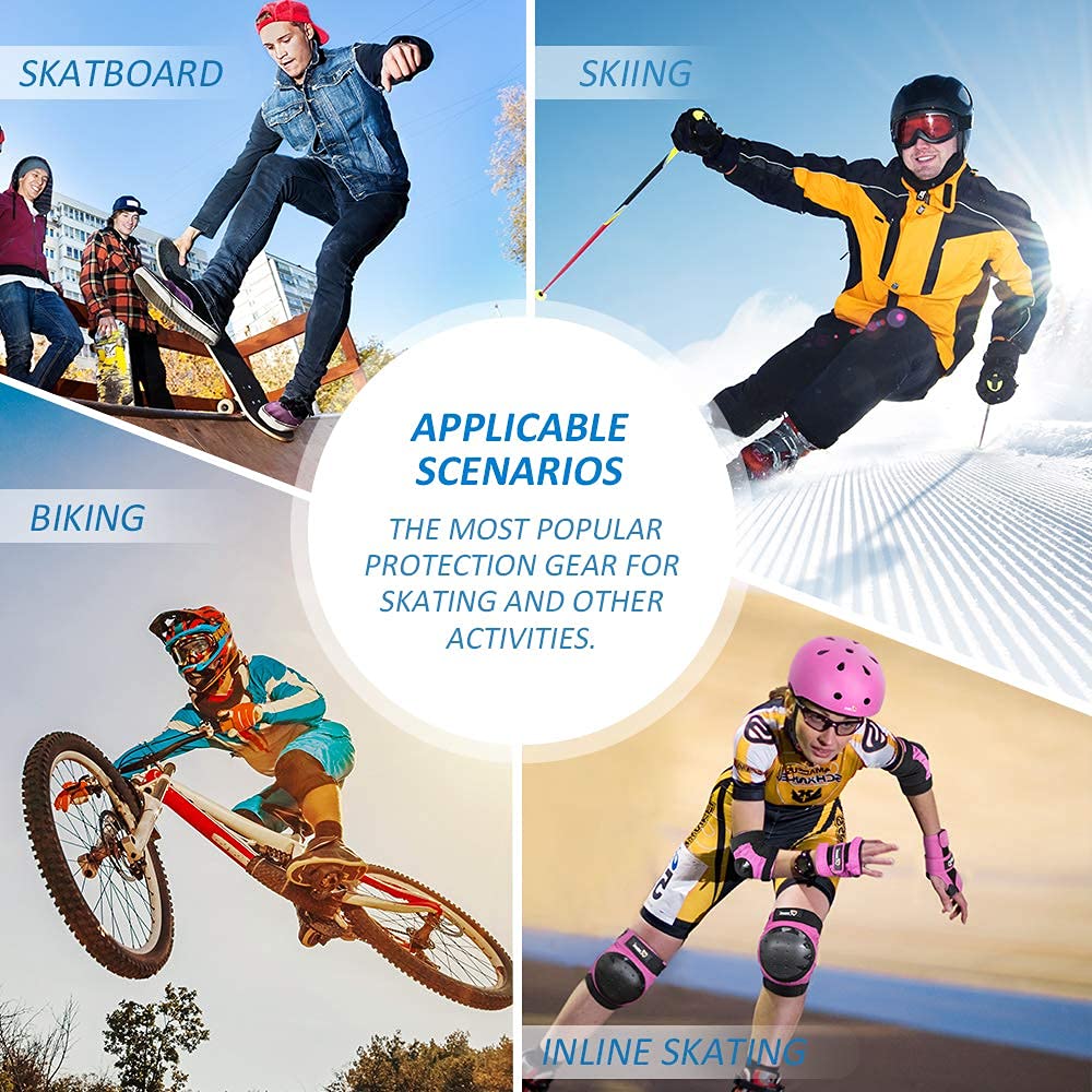 JBM protective set worn by a rider on skateboard or scooter