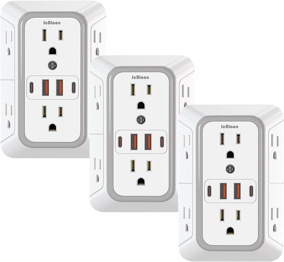 JcBlaon surge protector with six outlets expands home power access.