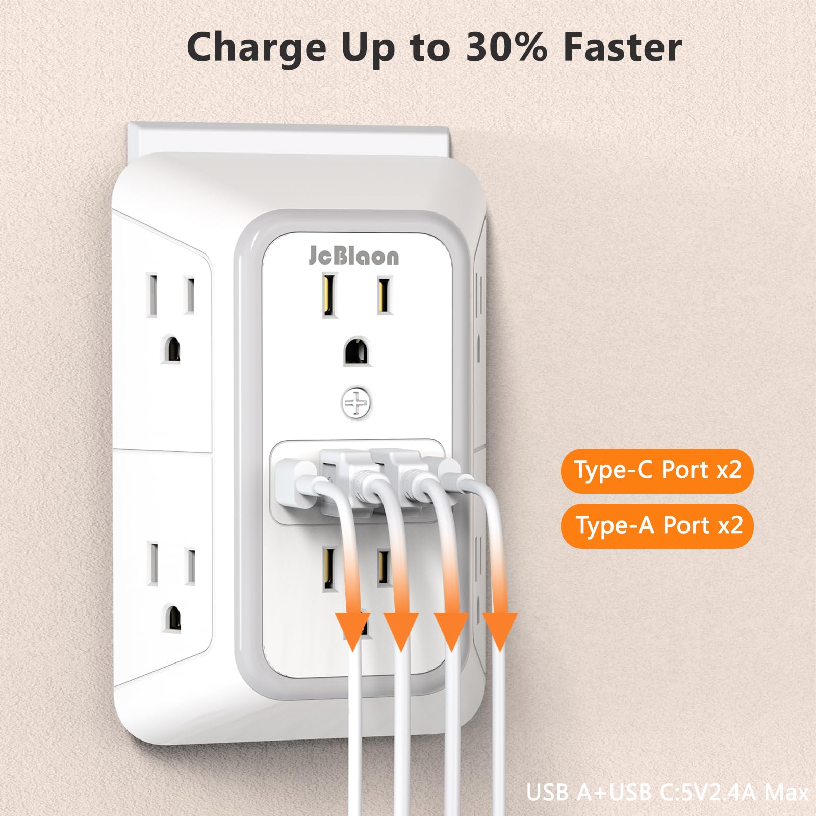 Compact travel-friendly wall outlet suitable for desks and luggage