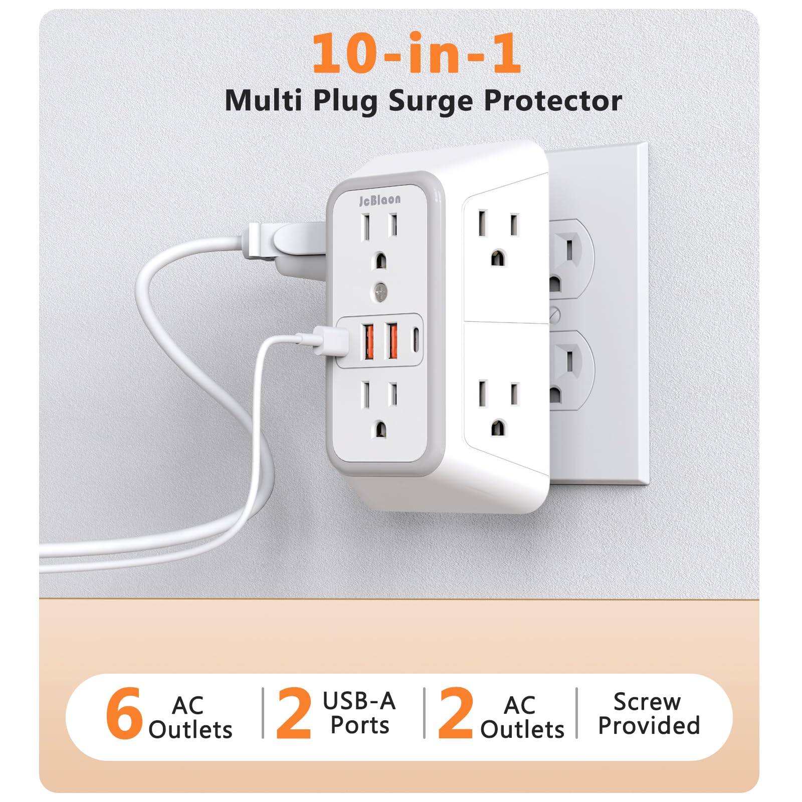 JcBlaon surge protector rated 1050 joules to shield devices