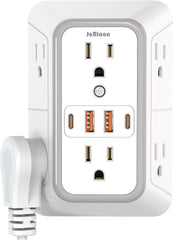JcBlaon USB wall outlet with six AC ports and four USB ports for flexible charging