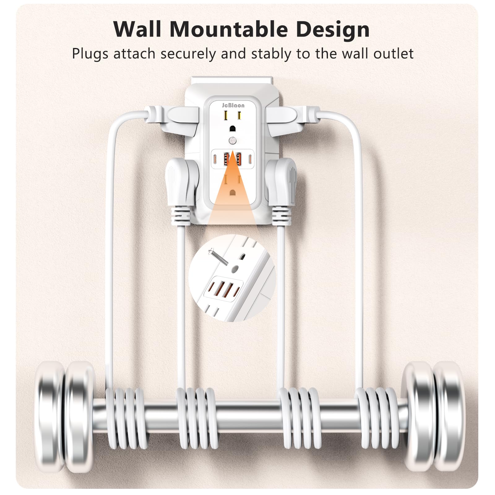 Wide-space outlet design prevents blocking adjacent plugs