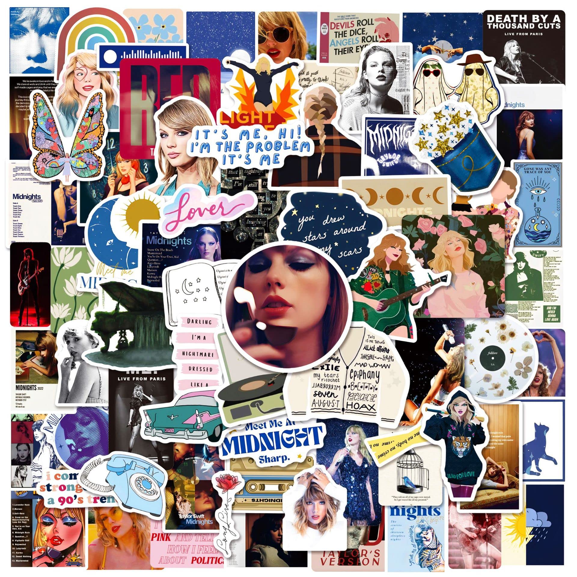 JCQAYB Tayloris music sticker pack on a laptop lid with vivid designs.