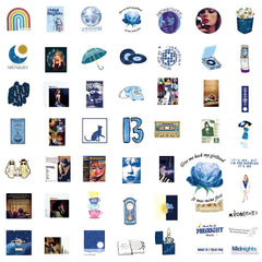 JCQAYB Tayloris stickers on a water bottle show bold colors.
