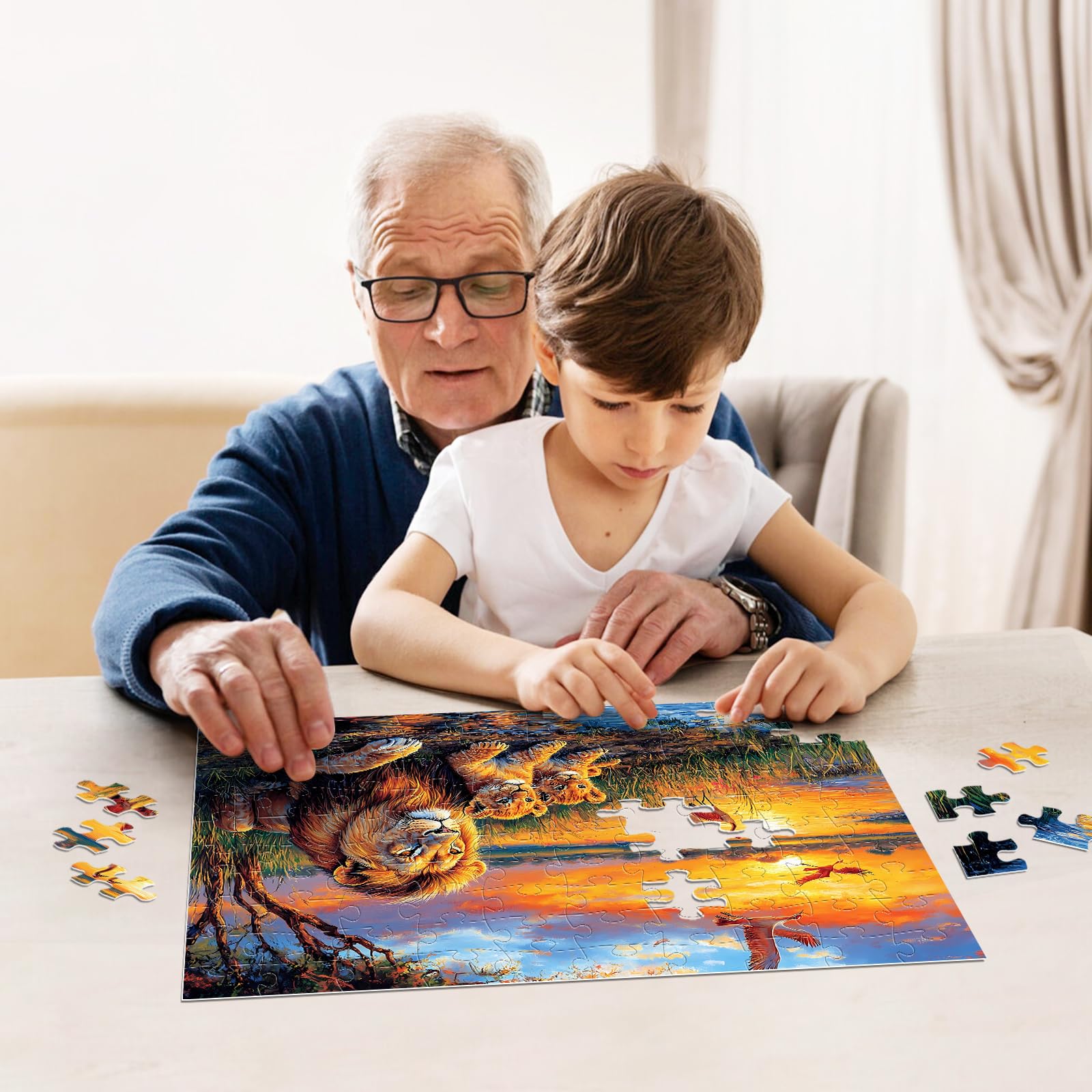 Jeacirio 4-pack puzzle: owls scene; enhances focus and spatial reasoning during play.