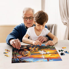 Jeacirio 4-pack puzzle: owls scene; enhances focus and spatial reasoning during play.