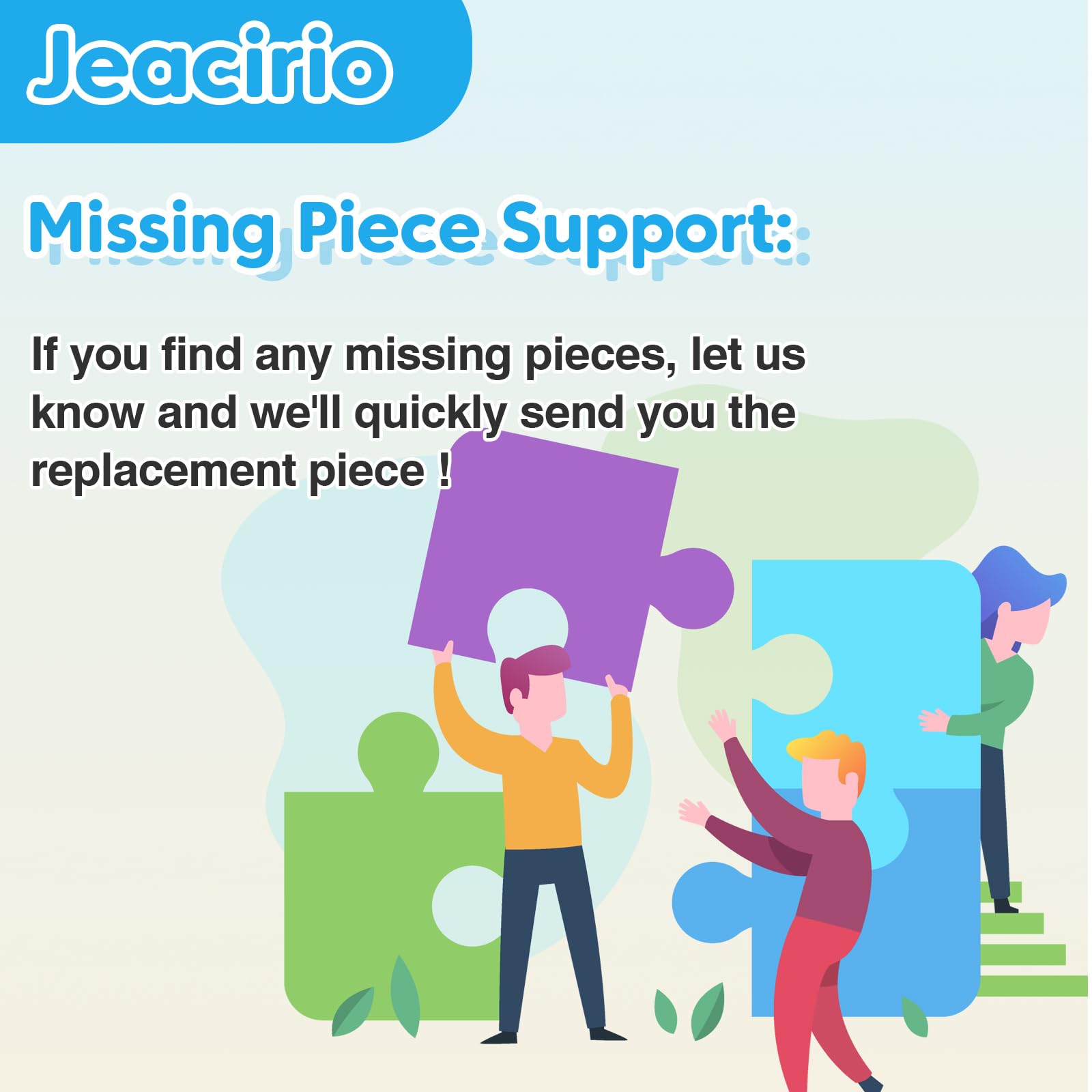 Jeacirio puzzles use safe materials; durable and non-toxic for daily use.
