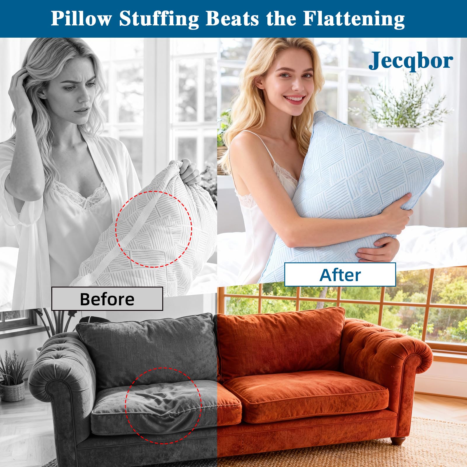 Jecqbor pet bed stuffing provides gentle support and easy cleaning.