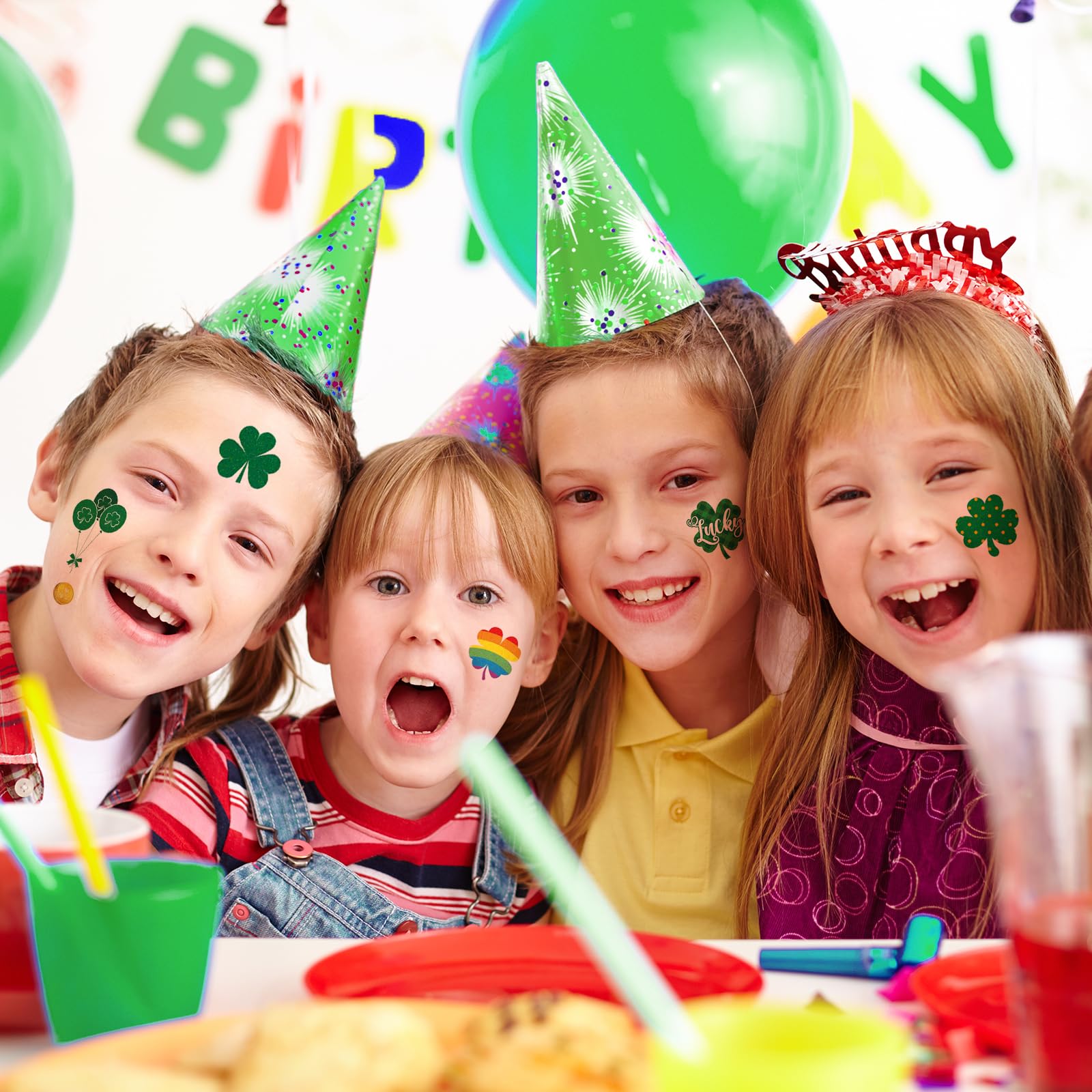 JEEFONNA glitter shamrock designs provide festive clover tattoos for parties and celebrations.