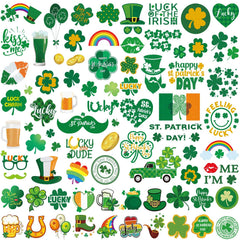JEEFONNA glitter St Patrick's Day tattoos in a large half-arm sleeve design for bold festival looks.