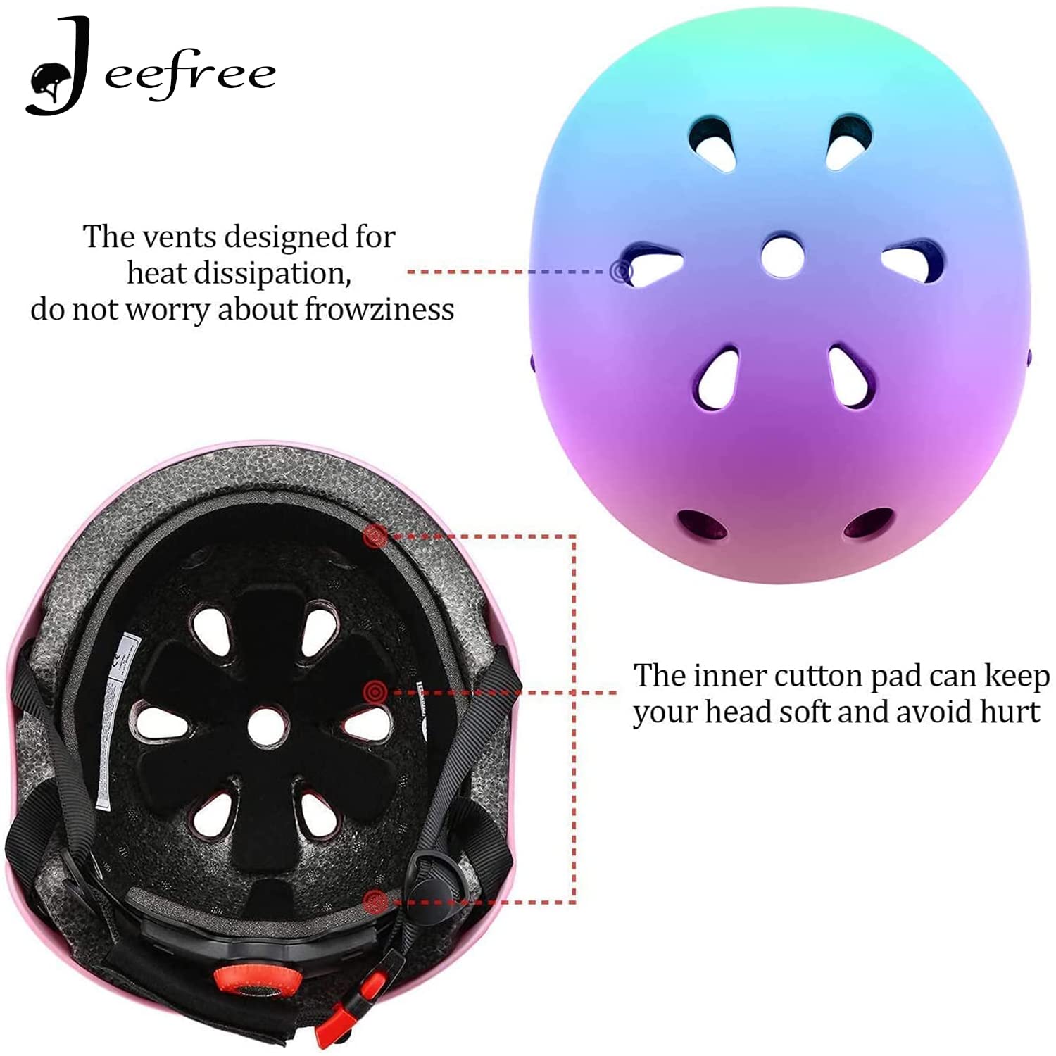 JeeFree soft chin strap ensures comfortable wear on long sessions