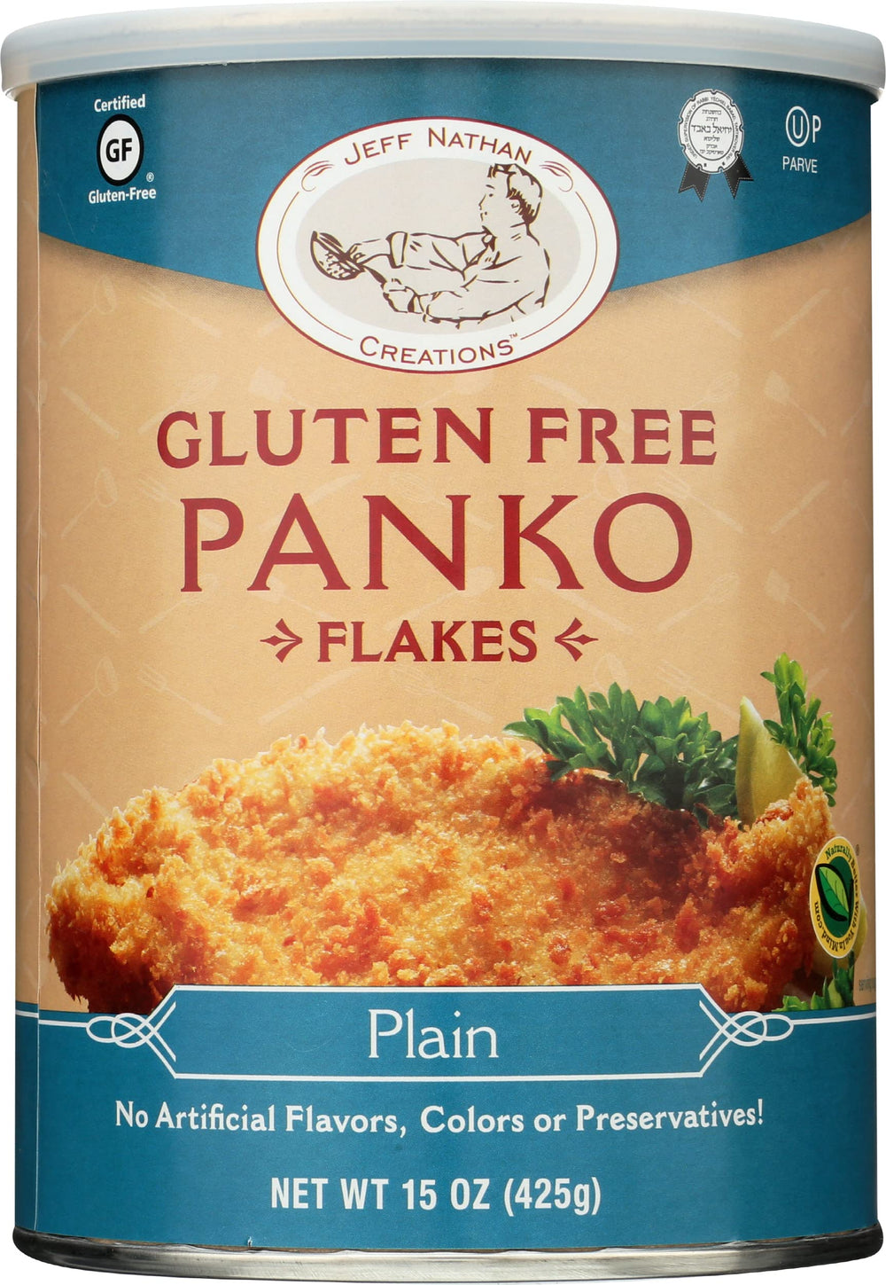 Jeff Nathan Creations panko front label shows gluten free crumb for crispy coatings.
