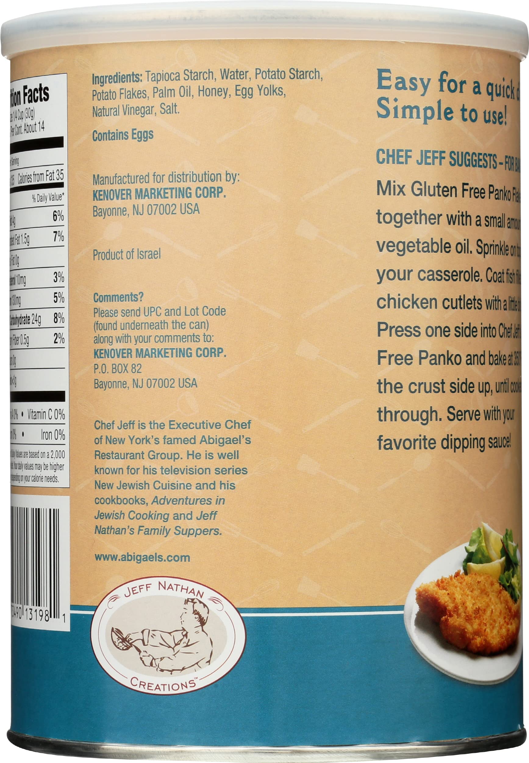 Jeff Nathan Creations panko from Israel without artificial flavors.