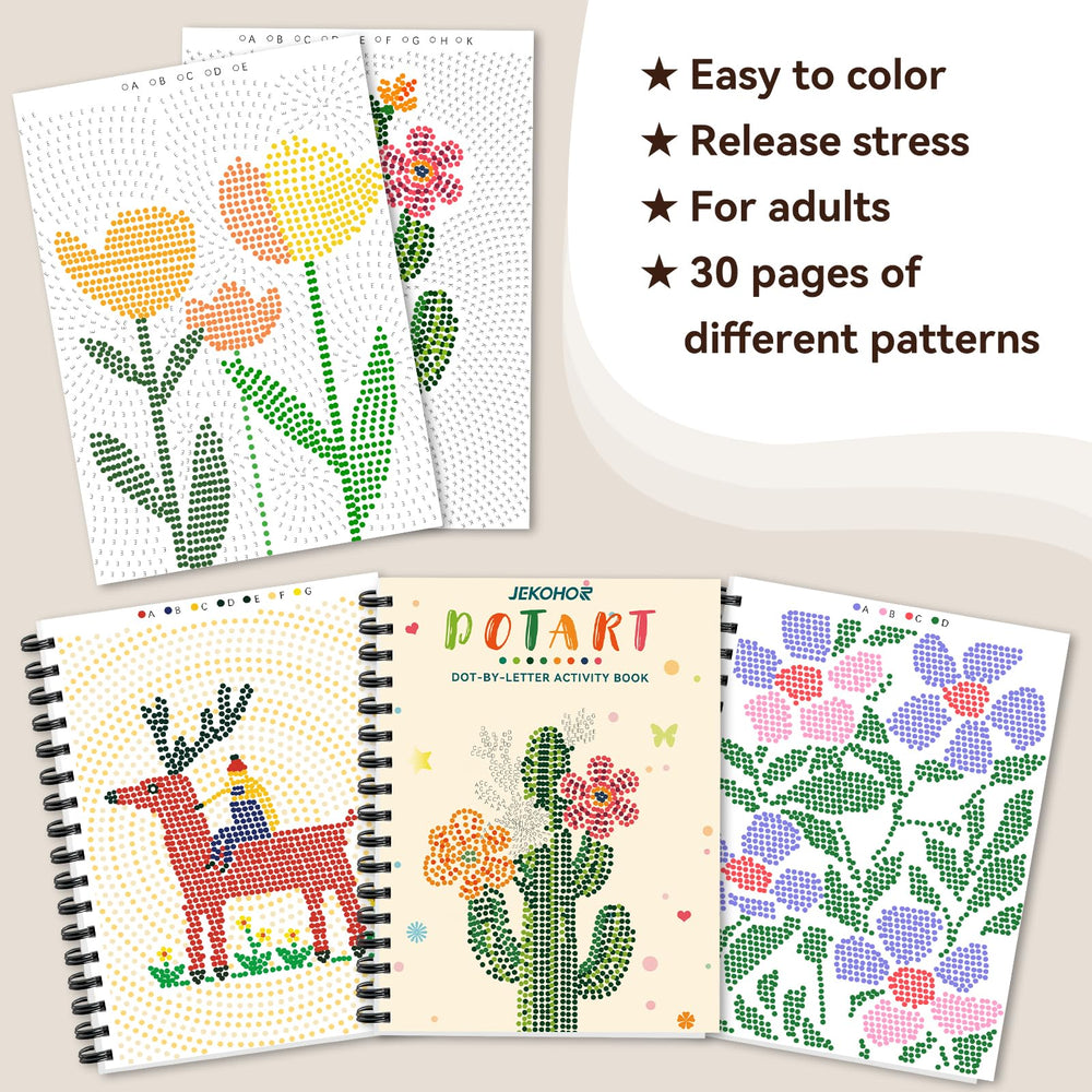 Jekohor Dot Art landscape page invites tranquil coloring to enhance concentration