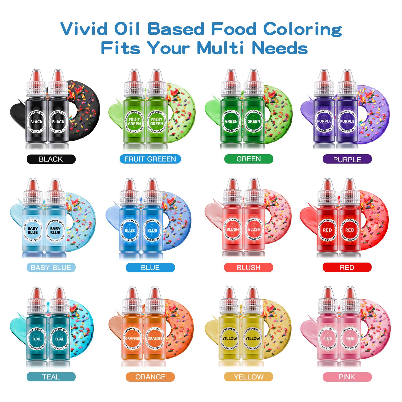 Jelife 12-color set shows vibrant hues for baking projects