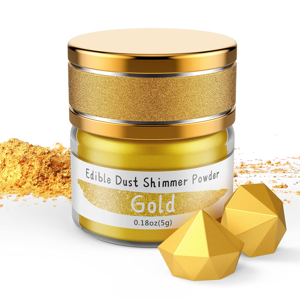 Jelife edible gold luster dust on cake adds a glossy finish and visual appeal