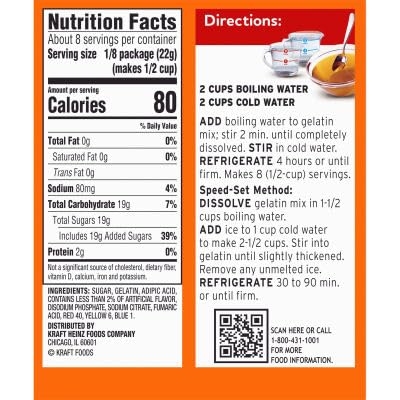 Close-up of Jell-O Peach Gelatin Box highlighting convenient packaging.