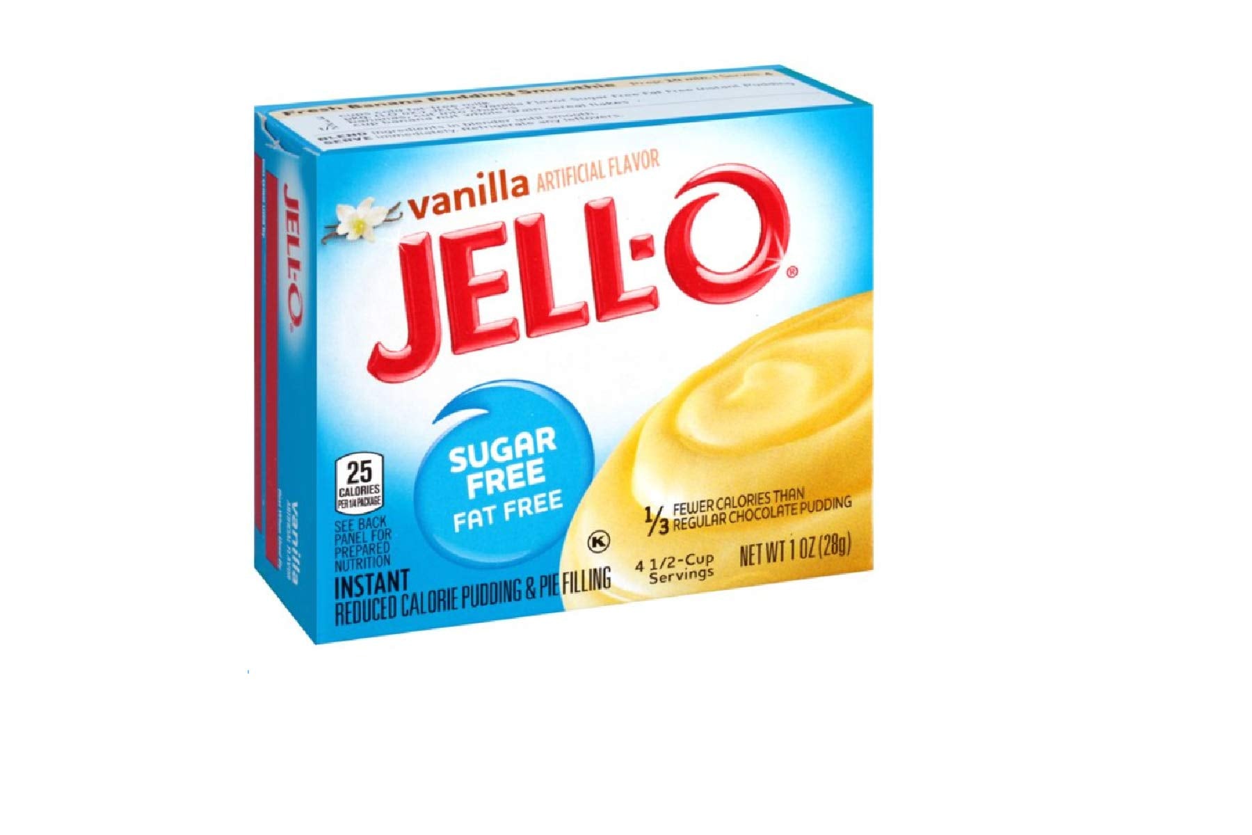 Jell-O Vanilla Sugar-Free Instant Pudding cups ready for portion controlled snacking