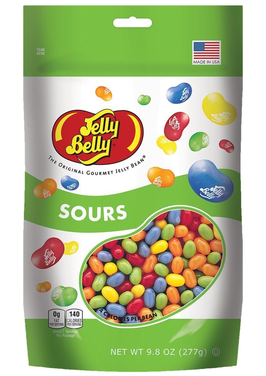 Jelly Belly 5 Sours pouch front view with five tangy flavors.