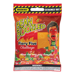 Jelly Belly BeanBoozled Fiery Five bag front showcases bold branding and the spicy challenge vibe.