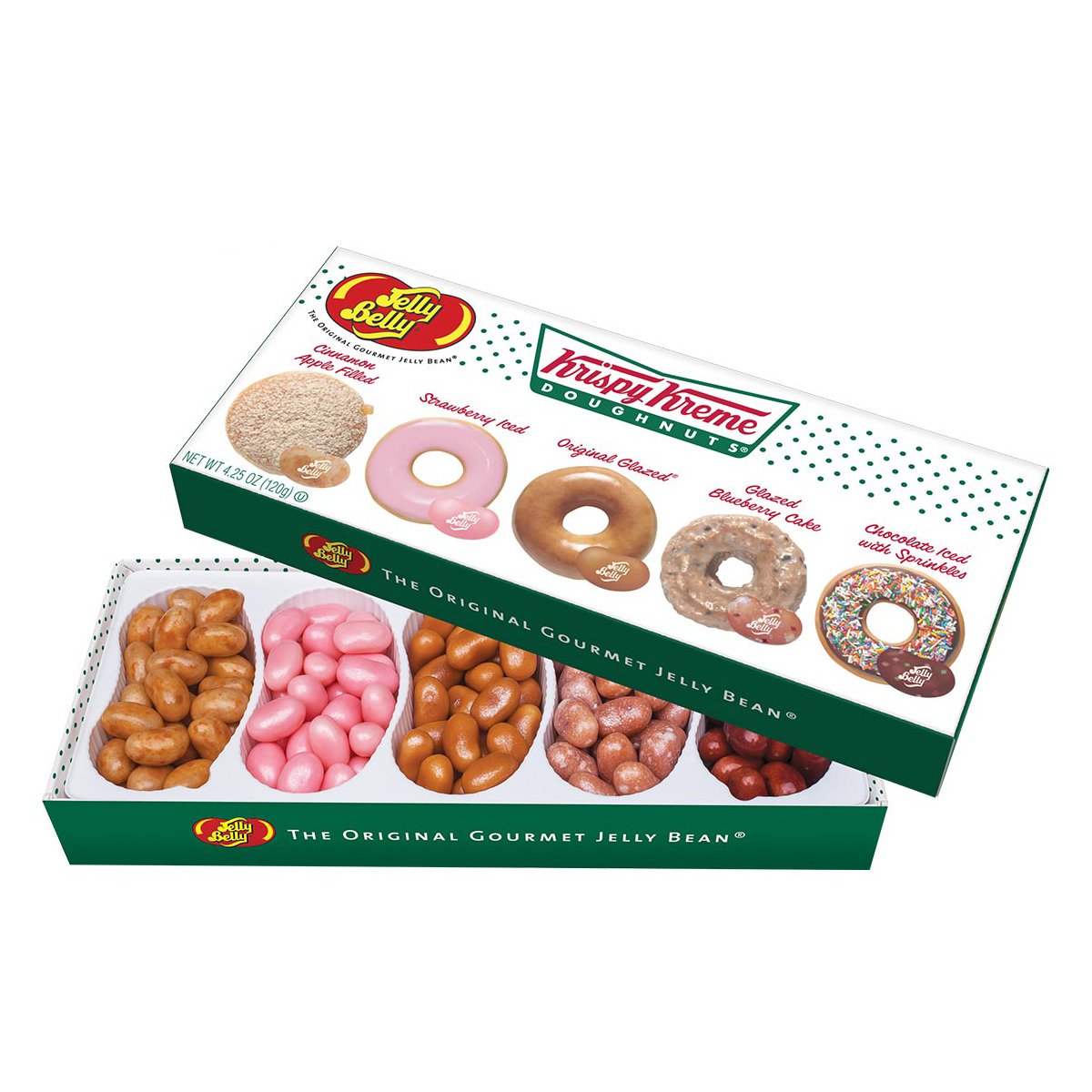 Jelly Belly Krispy Kreme gift box featuring five flavors for sharing