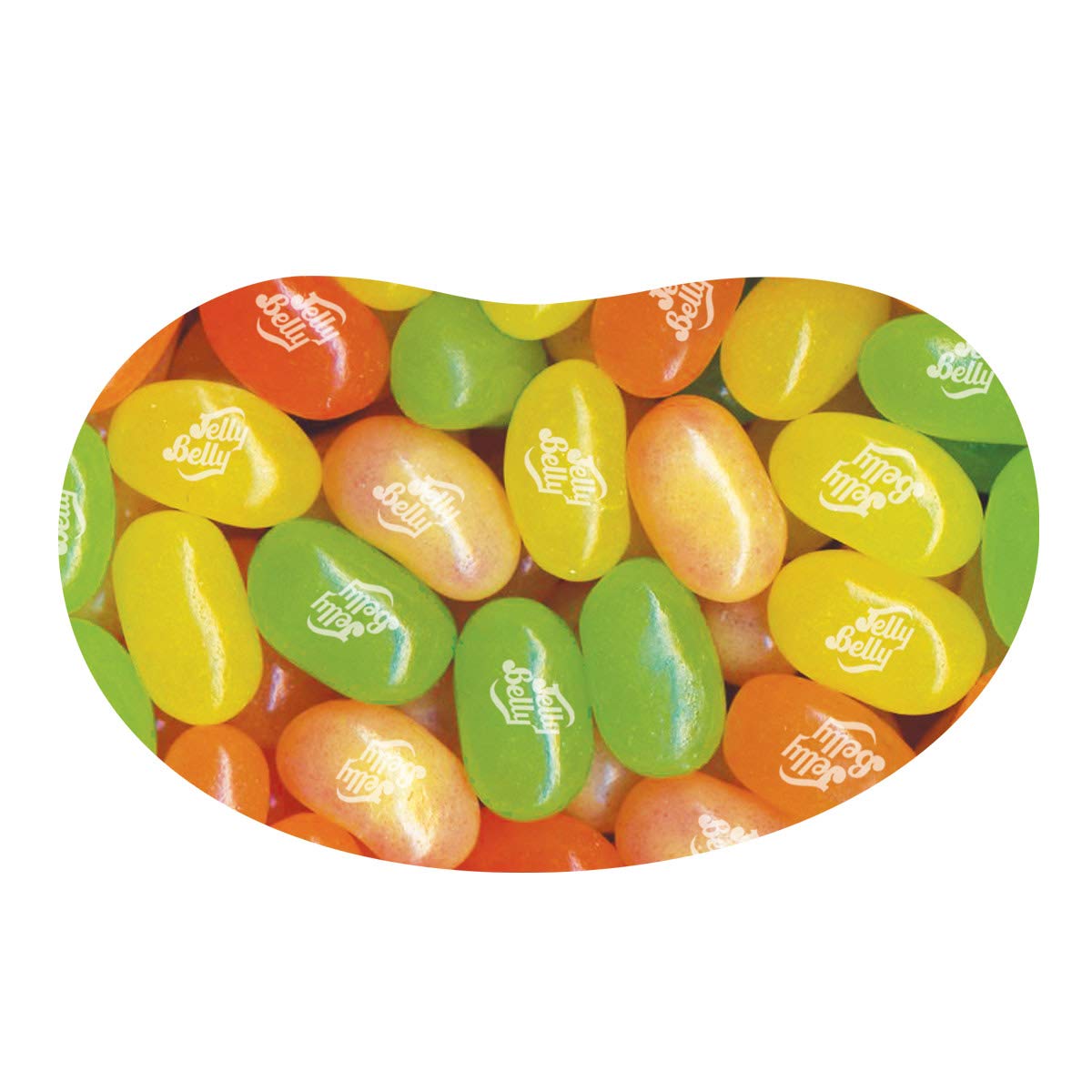 Closeup of Jelly Belly Sunkist Citrus beans highlighting real fruit juice flavors.