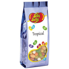 Jelly Belly Tropical gift bag front label with vivid colors, ideal for gifting.