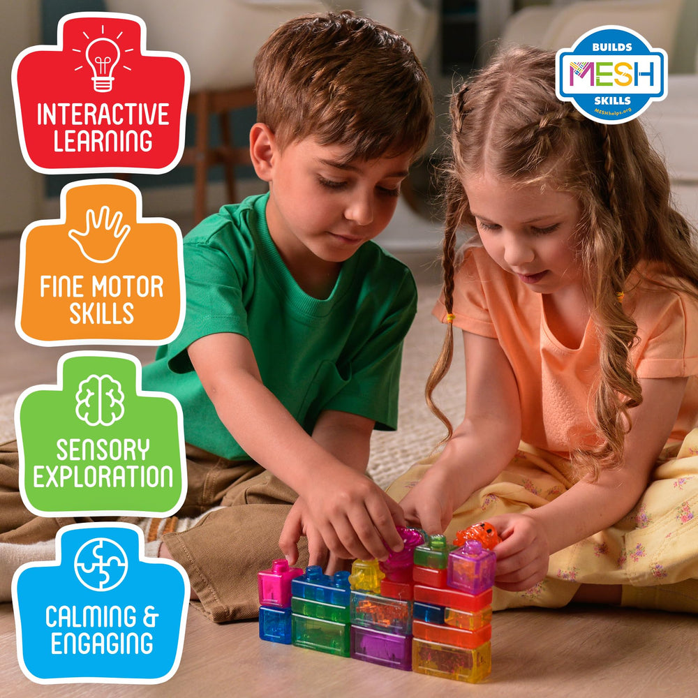 Jelly Blox rainbow foam beads provide varied texture for squeezing