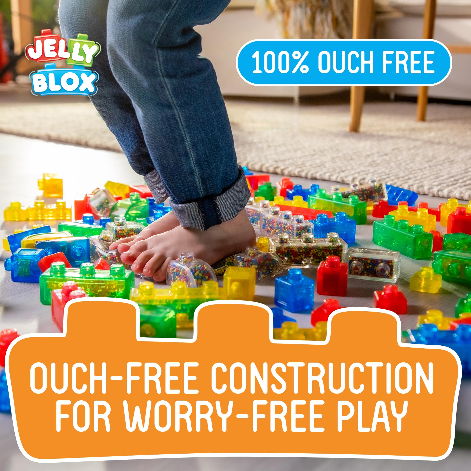 Jelly Blox packaging doubles as storage and a play platform