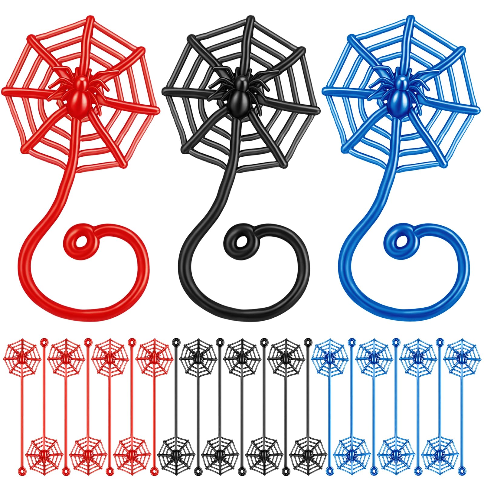 JellyArch sticky spider web red-blue-black for party fun and sensory play.