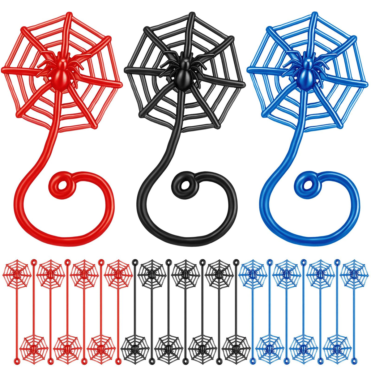 JellyArch sticky spider web red-blue-black for party fun and sensory play.