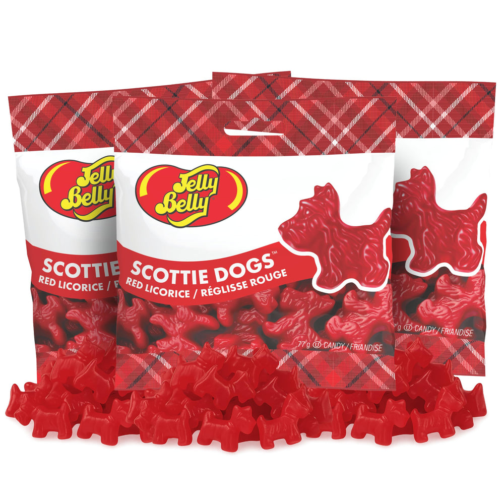 Jelly Belly red licorice Scottie Dogs front-pack offers bite-sized treats for sharing