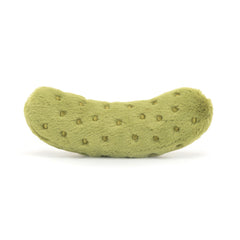 Jellycat Amuseables Pickle facial detail with a friendly grin.