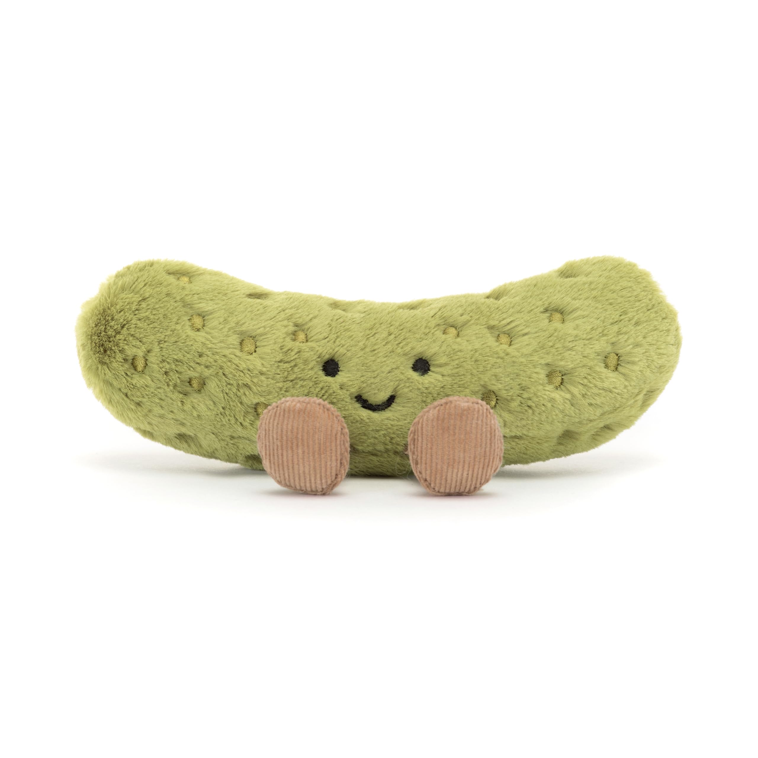 Smiling Pickle plush from Jellycat Amuseables, ready to charm shelves.