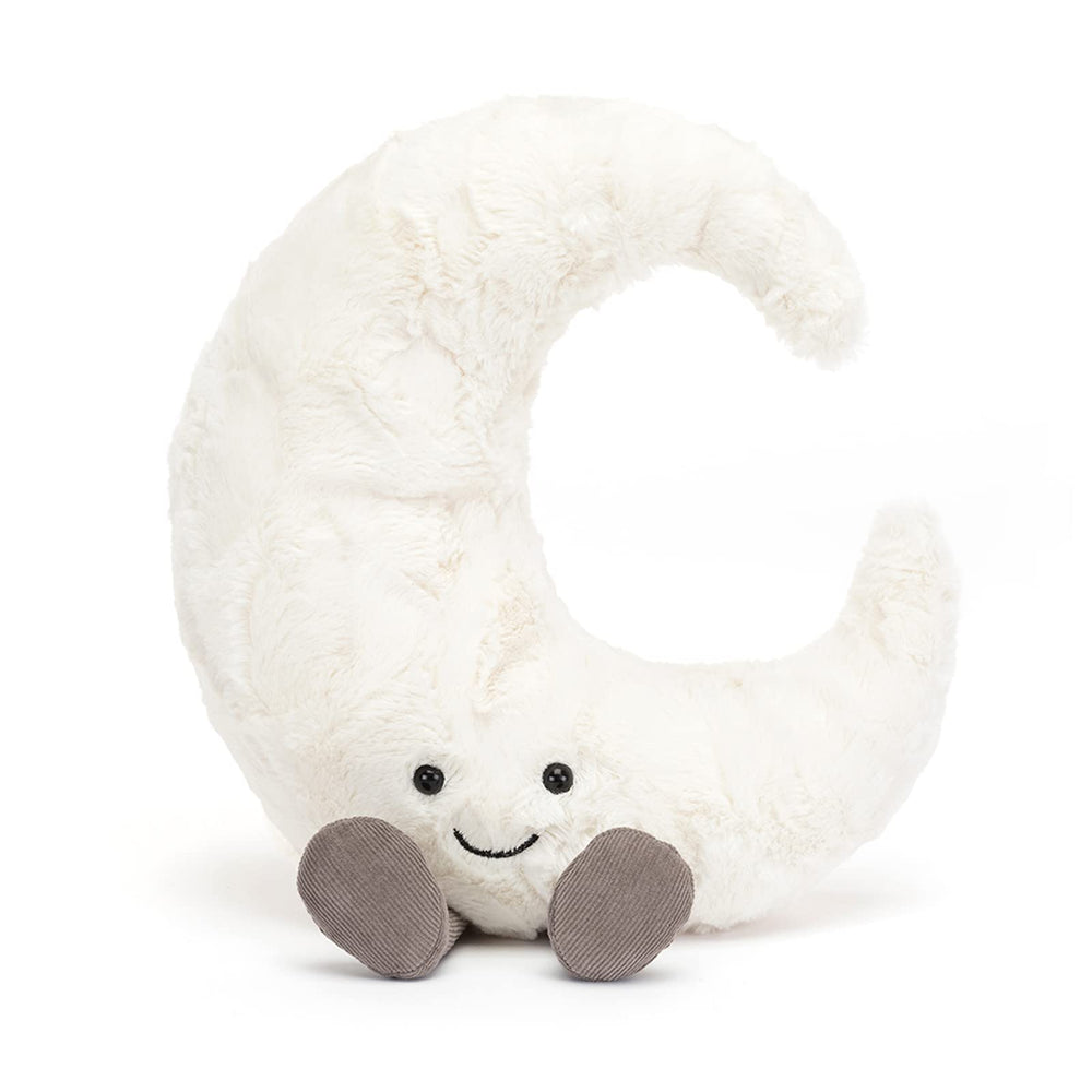 Jellycat Moon Amuseables closeup of velvety crater texture for soft play.