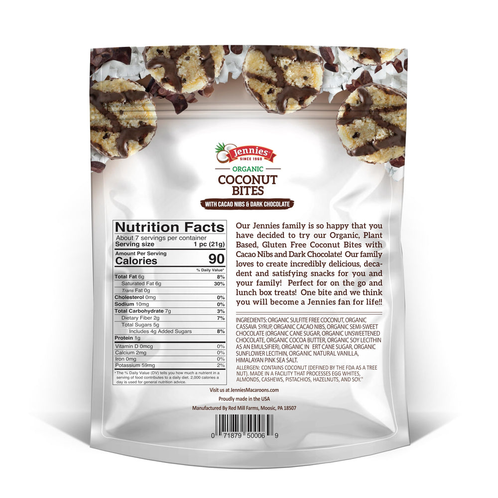 Jennies coconut bites with goji and cranberries – fruity brightness amid chewy coconut and chocolate.