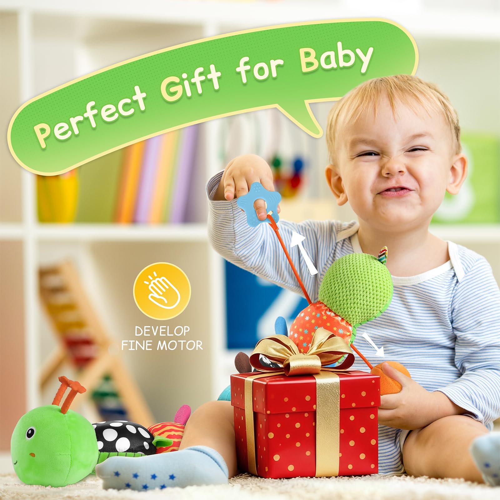 JENTXON Musical sensory toy encourages visual, auditory, and tactile exploration.