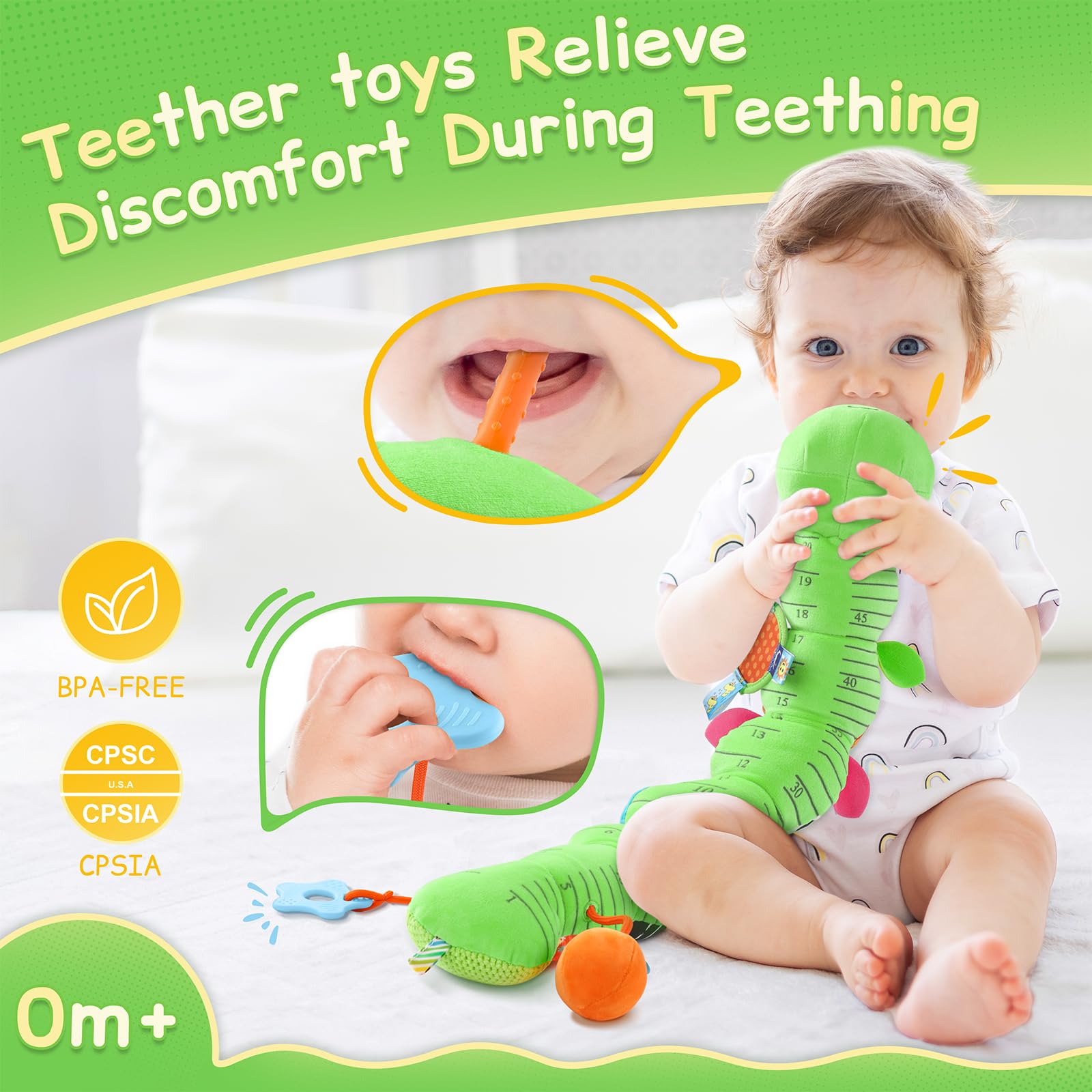JENTXON Plush caterpillar is soft and safe for cuddles.
