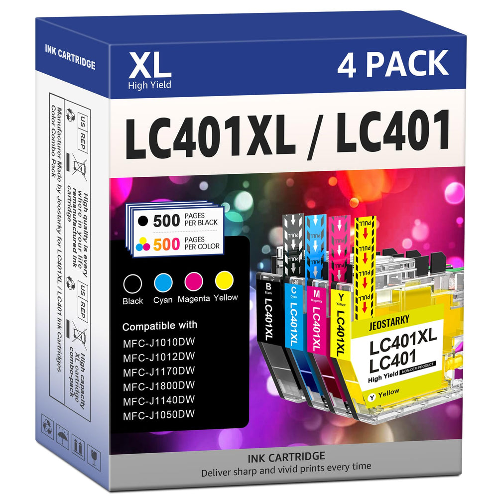Jeostarky LC401XL packaging view for four-color ink set.