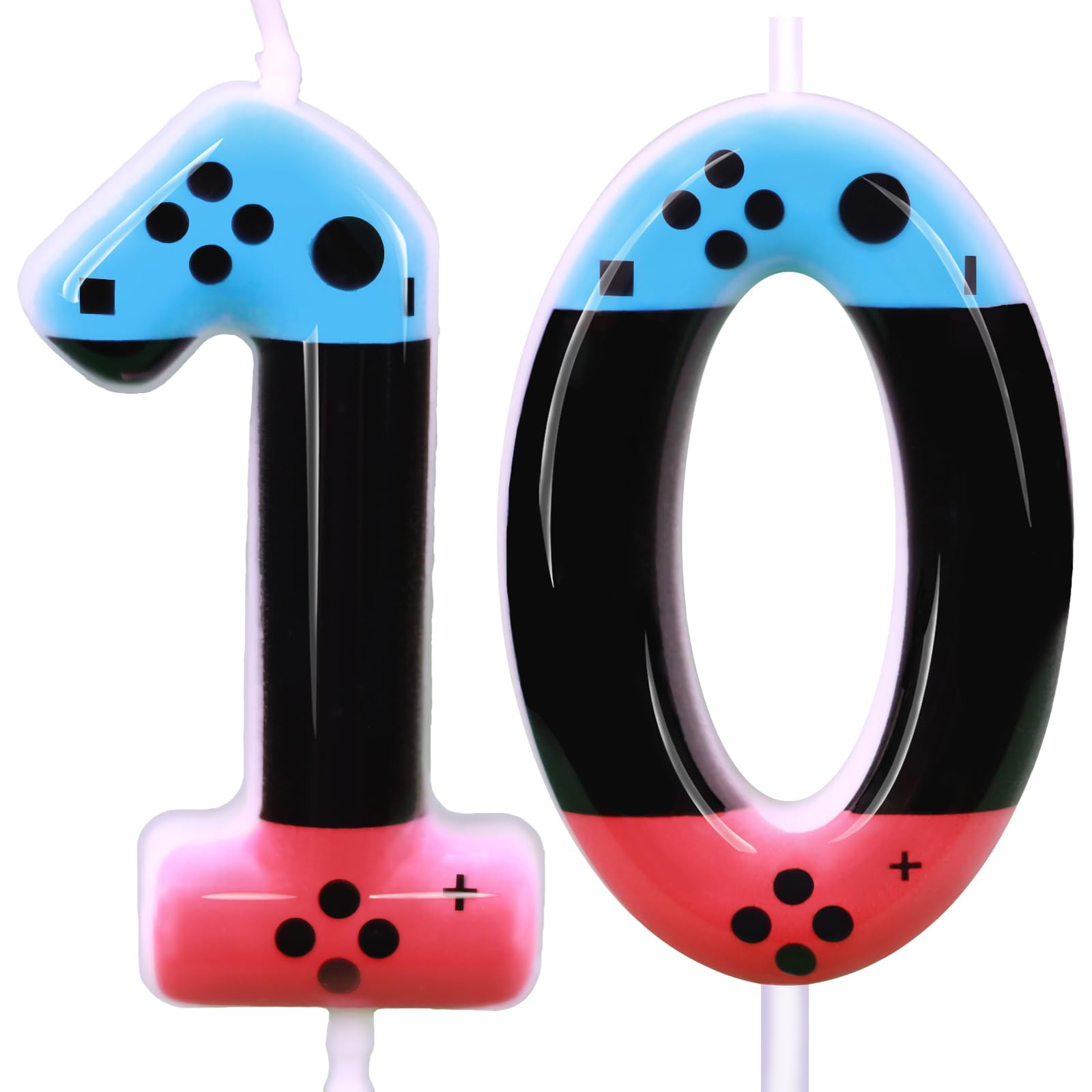 JEQUD Level 10 gaming candle as a bold cake topper for boys' birthday cake.