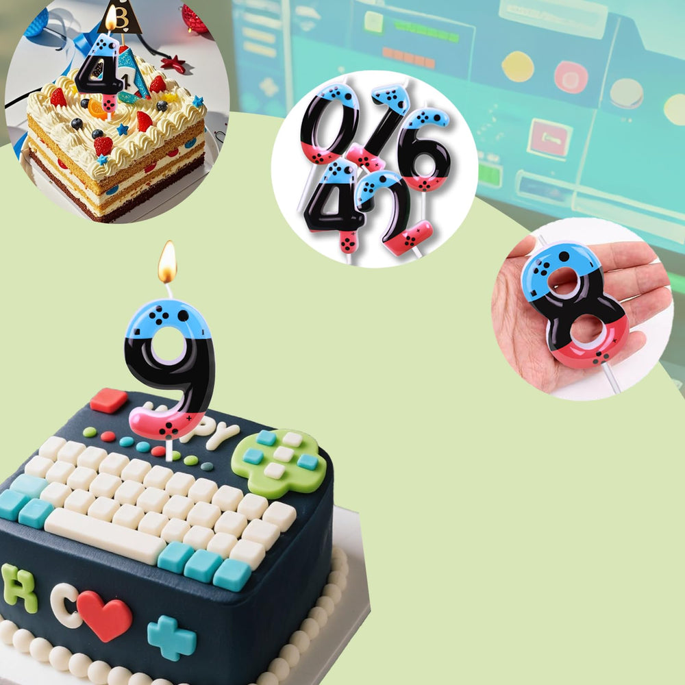 JEQUD video game controller candle adds a focal point to a kid's party cake.