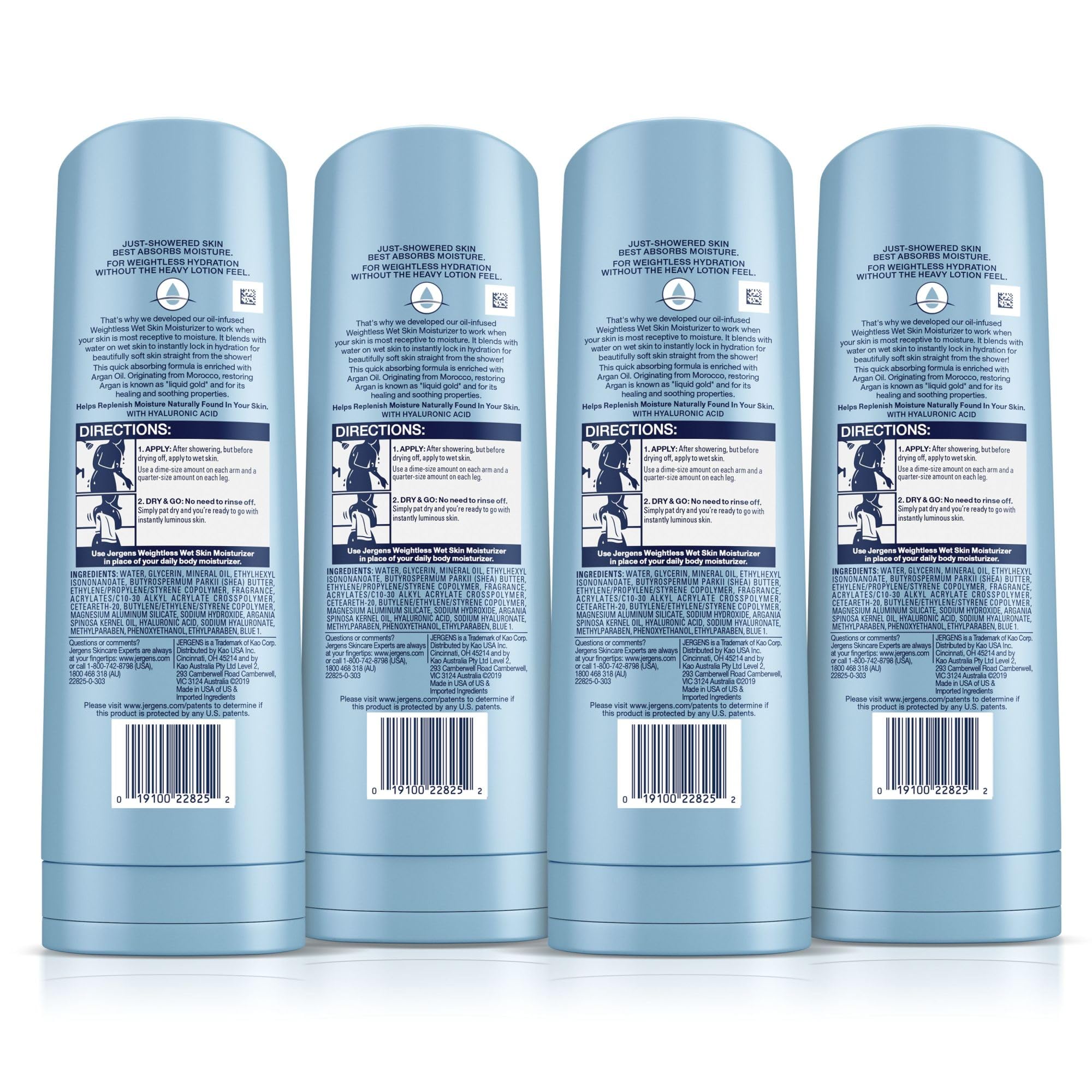 Shower-ready hydration with Jergens Wet Skin Moisturizer.